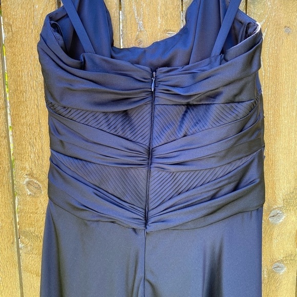 Badgley Mischka 100% Silk Midnight Blue Halter Dress Sz 6 - Picture 11 of 13